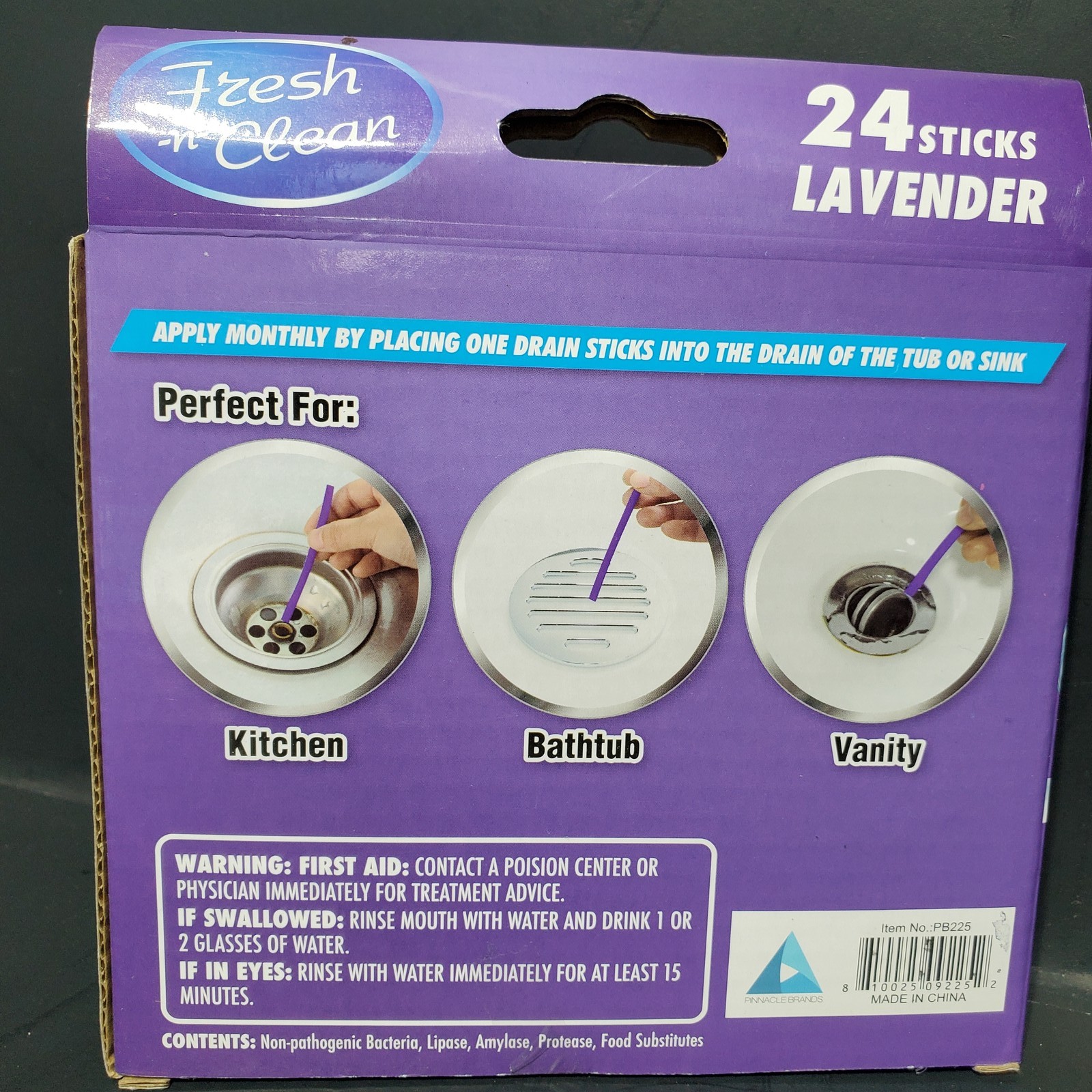Fresh n Clean Drain Sticks Lavender Scent Cleaner & Odor Remover 2×24 Pack = 48