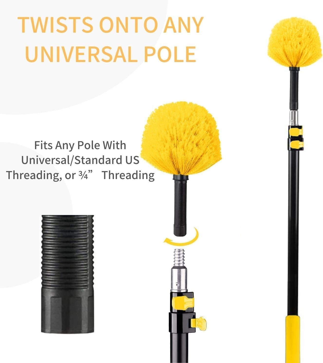 Cobweb Duster Spider Web Cleaning Tool, Indoor & Outdoor Use, Fits 3/4 Inch Acme