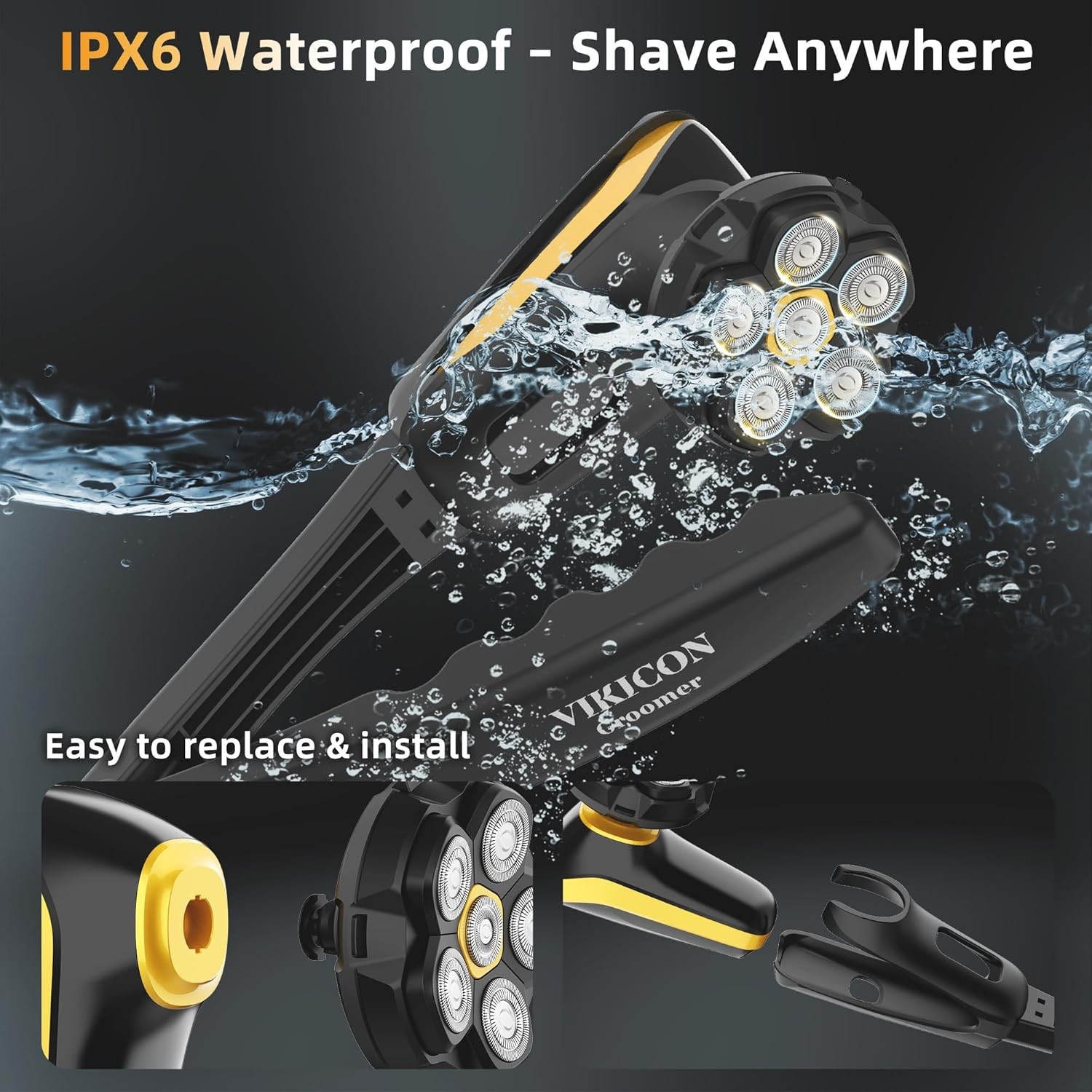 Back Shaver for Men: Long Foldable Handle Electric Back Razor with 6D No-Scrat