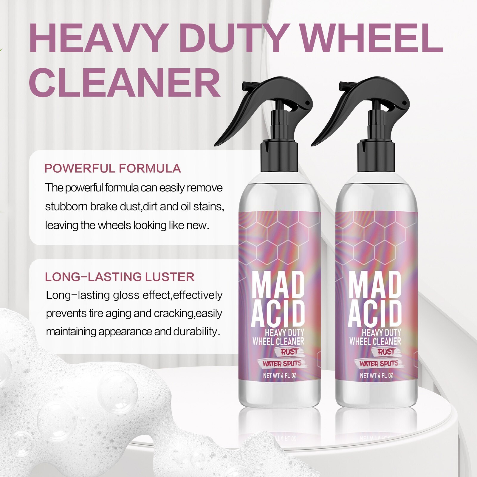 1-3x Mad Acid – Car Glass Cleaner&Heavy-Duty Wheel Cleaner Waterproof NEW 4oz US