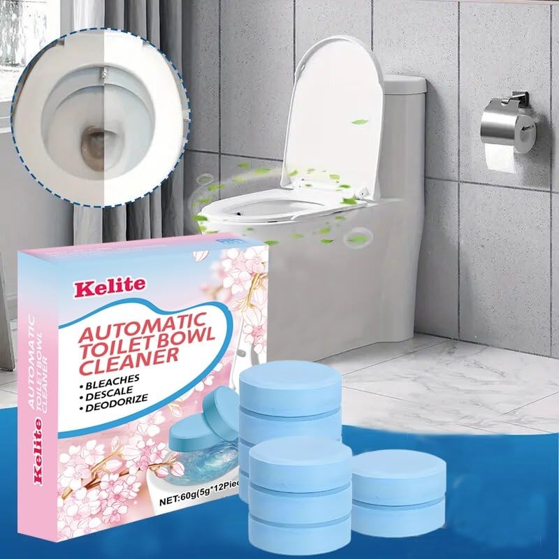 Toilet Bowl Cleaners – 12 Pack, Automatic Tank Tablets for Deodorizing & Descali