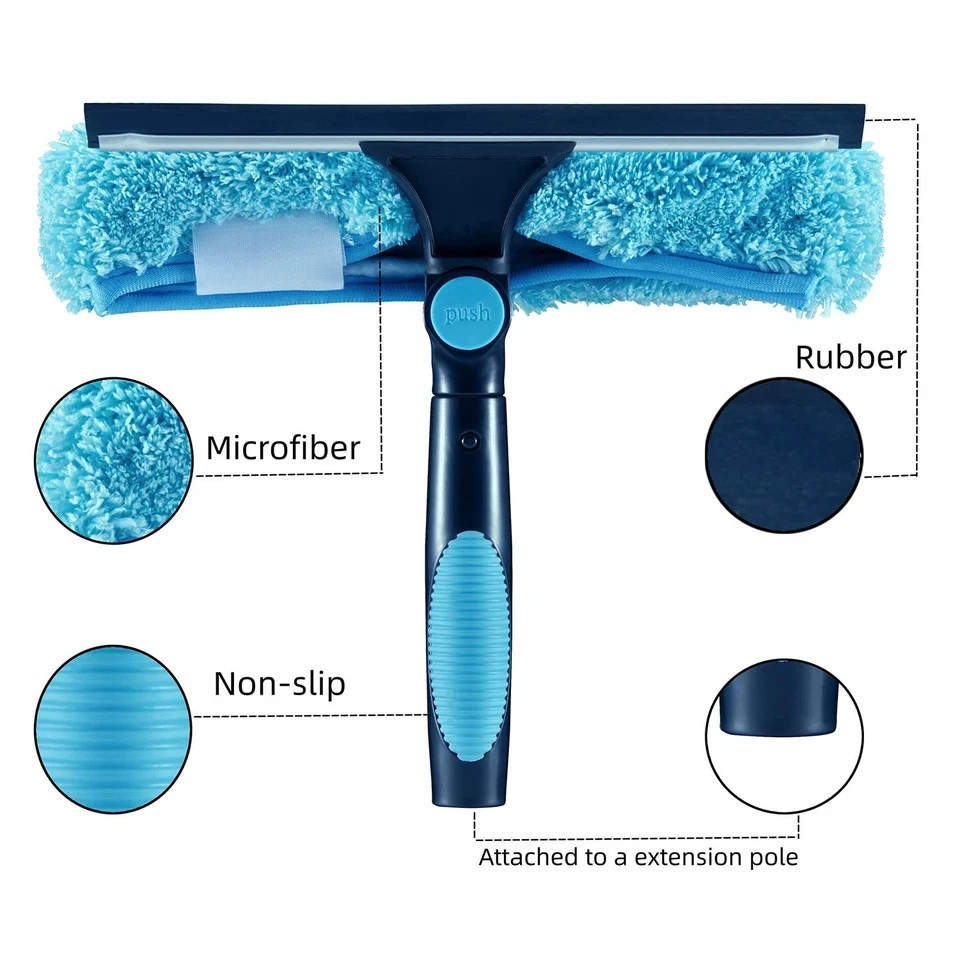 Hicavar 11″ Window Squeegee and Microfiber Scrubber 2-in-1 Combo Cleaning Too…