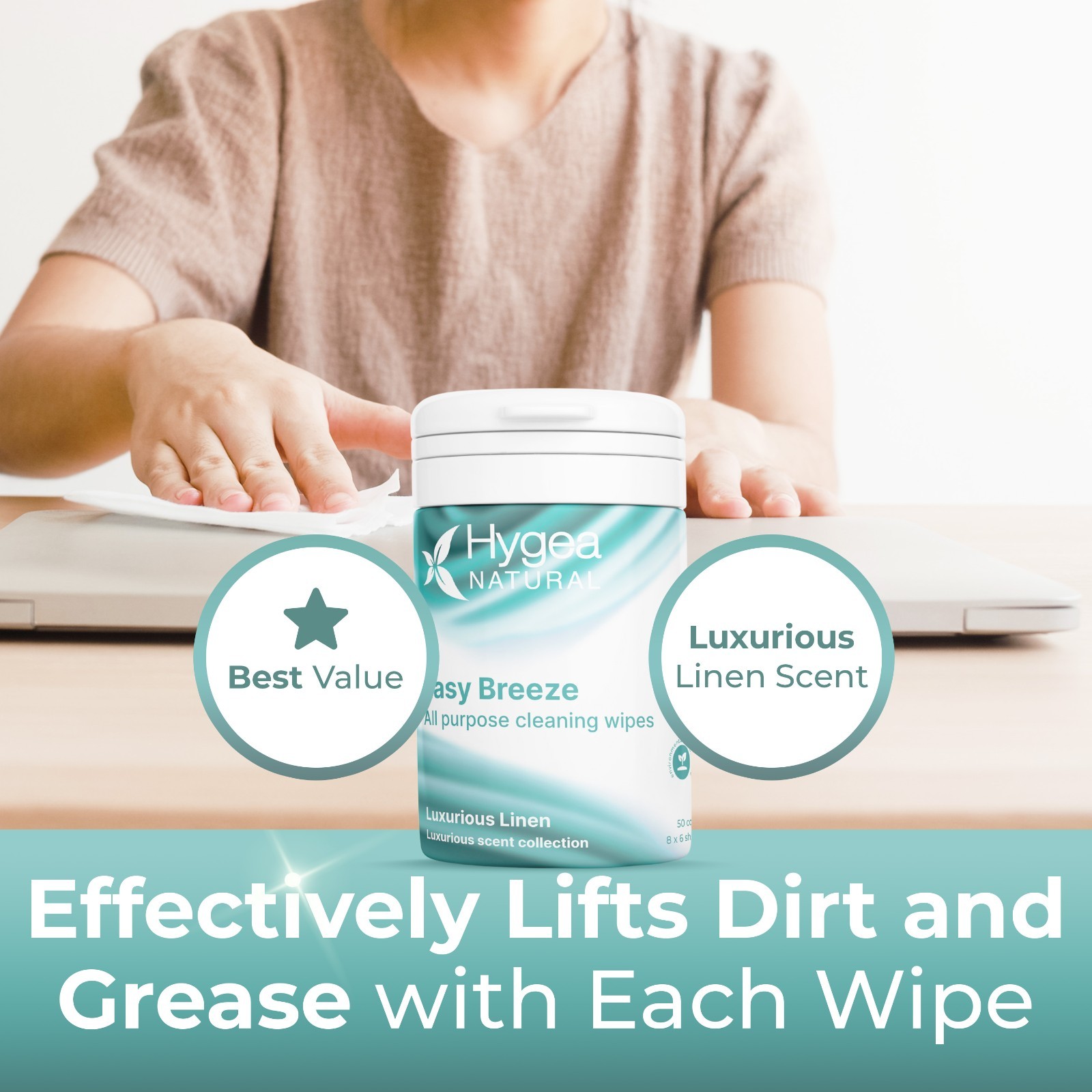 4 pack Easy Breeze Non Toxic cleaning wipes, 50 count All Purpose cleaning wipes