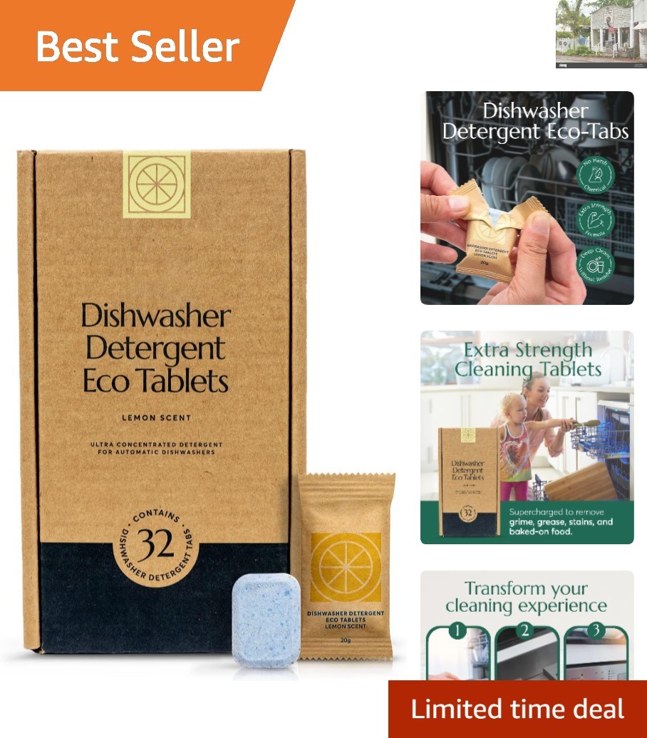 32 Pack of Eco-Conscious Dishwasher Tablets – No Harsh Chemicals, Lemon Scent