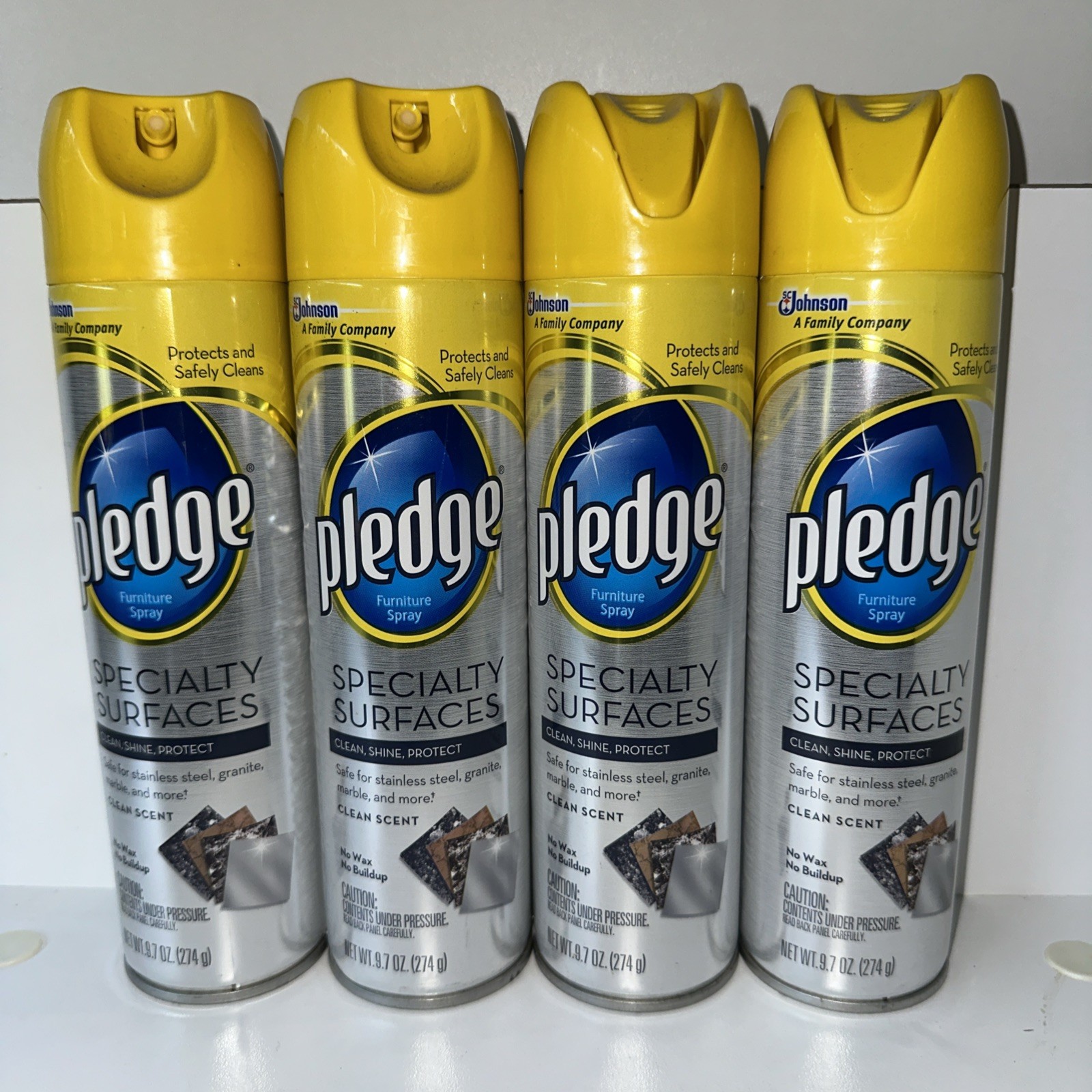 Pledge Specialty Surfaces Stainless Granite Stone Clean Scent Spray – 4 Cans