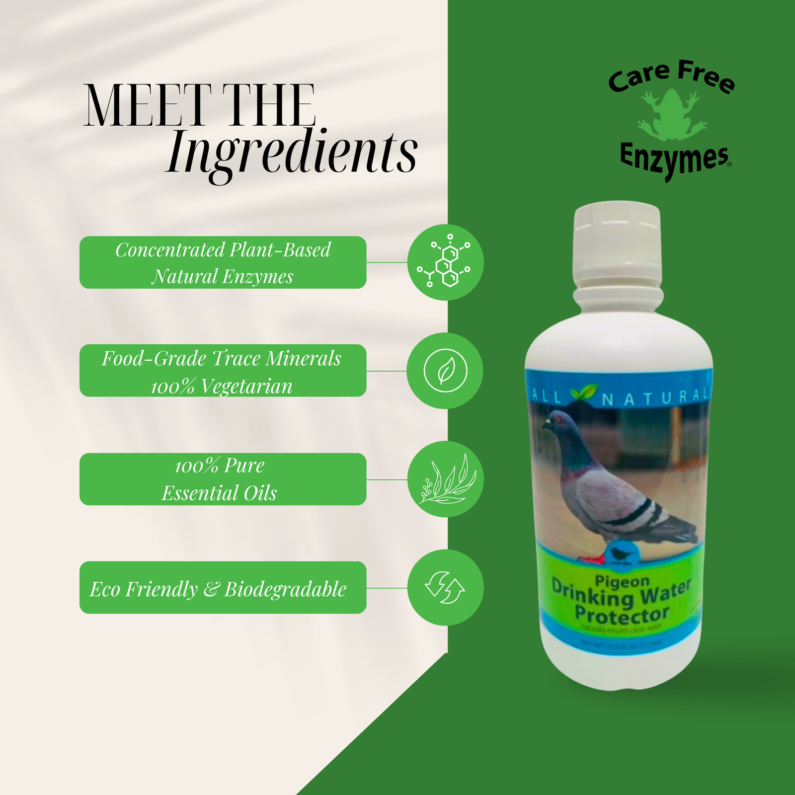 Pigeon Drinking Water Protector | Keeps Water Fresh & Slime-Free | 16 oz & 33.9