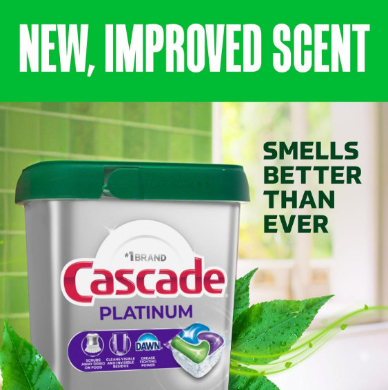 Cascade Platinum Dishwasher Pods Fresh Scent 12 Count Travel Trial Size Bag