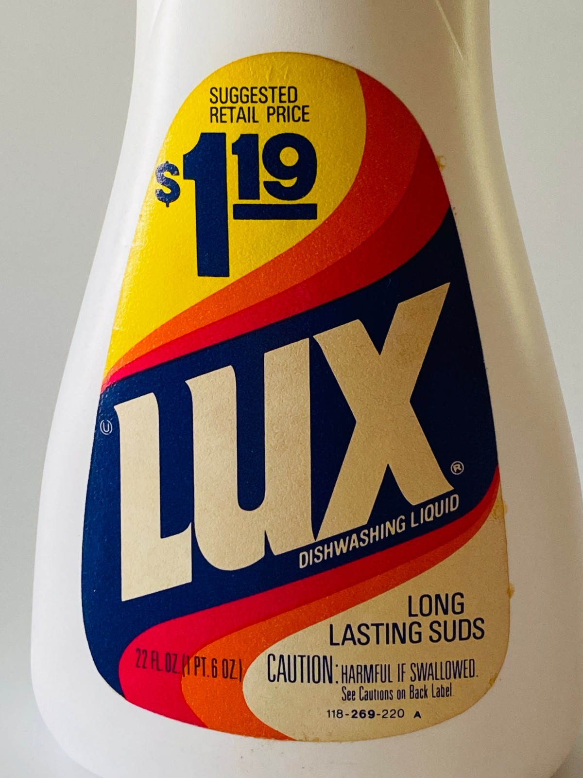 Vintage Lever Bros LUX Mild Dishwashing Liquid 22 oz Late 70s Soap Movie Prop