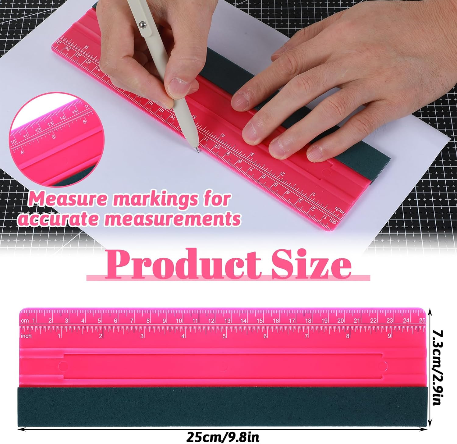 Wallpaper Smoothing Tool, Professional Vinyl Squeegee with Ruler Felt Squeegee f