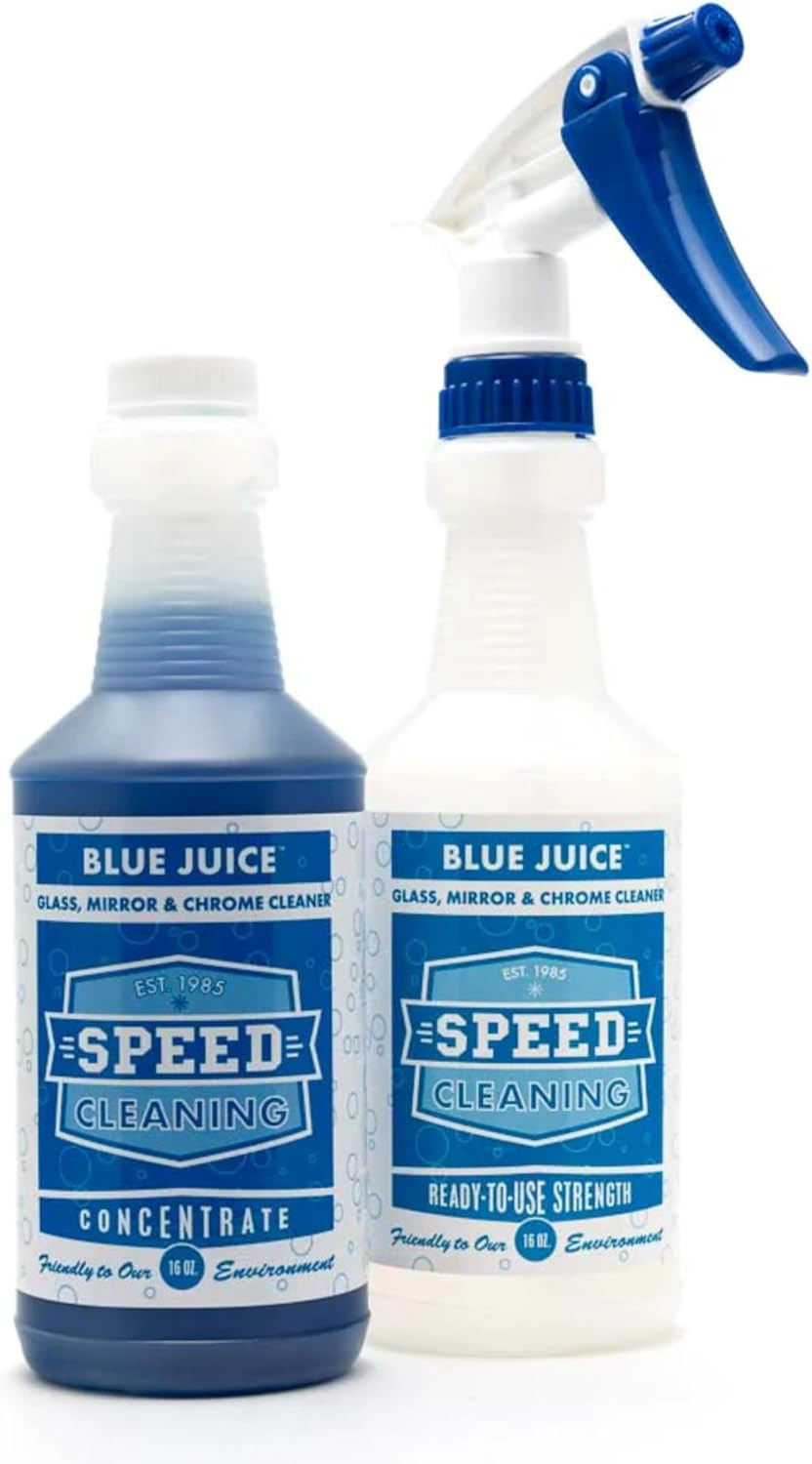 Speed Cleaning Blue Juice Glass, Window & Stainless Steel Cleaner, Non-Toxic, Bi