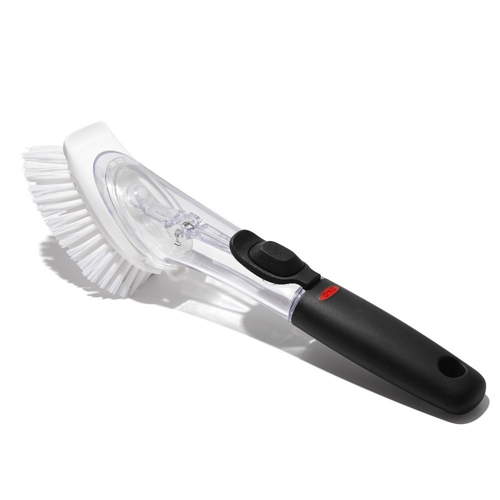 Soap Dispensing Dish Brush with Lever Handle
