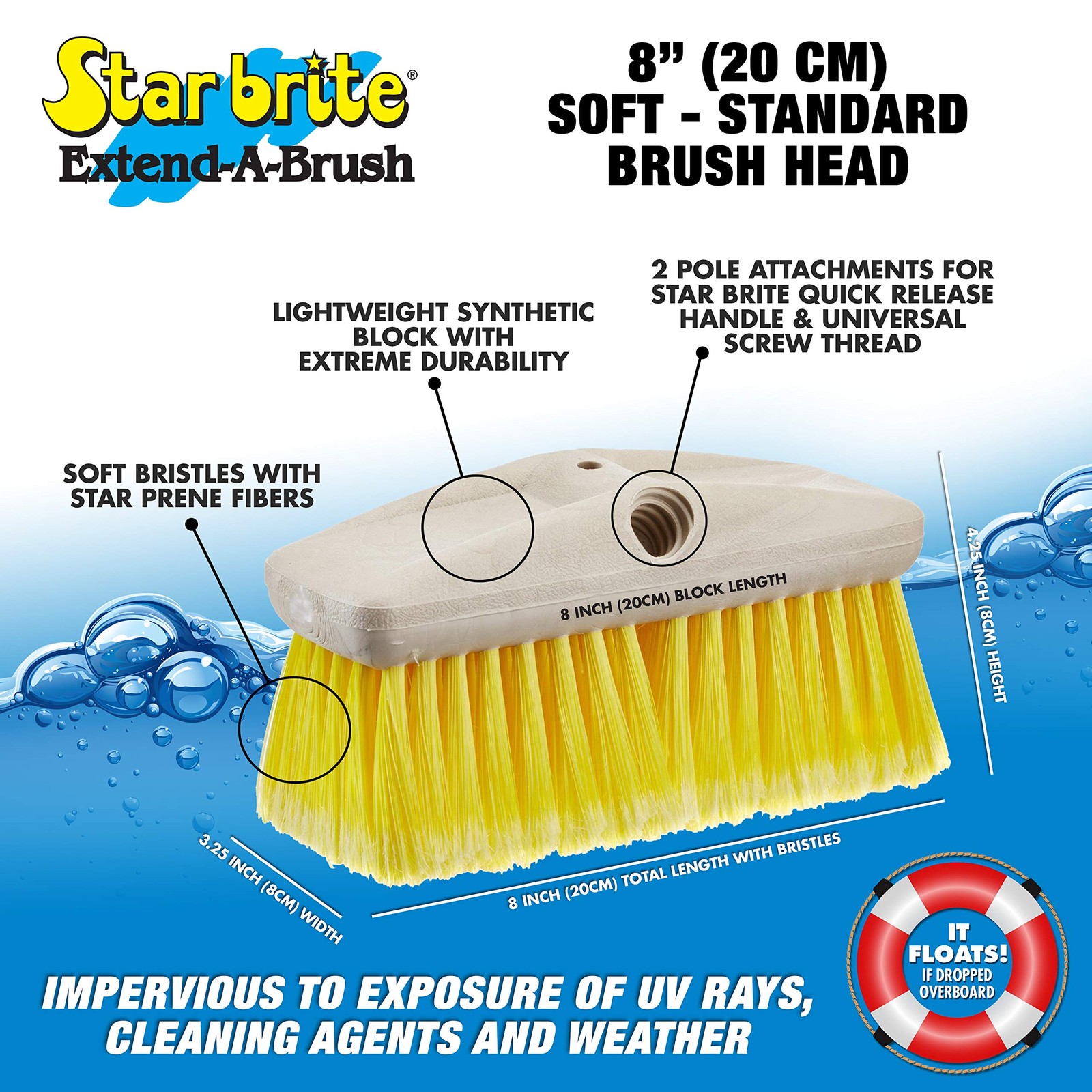 Star Brite 8 Inch Standard Soft Cleaning Brush For Boats And Outdoor Surfaces