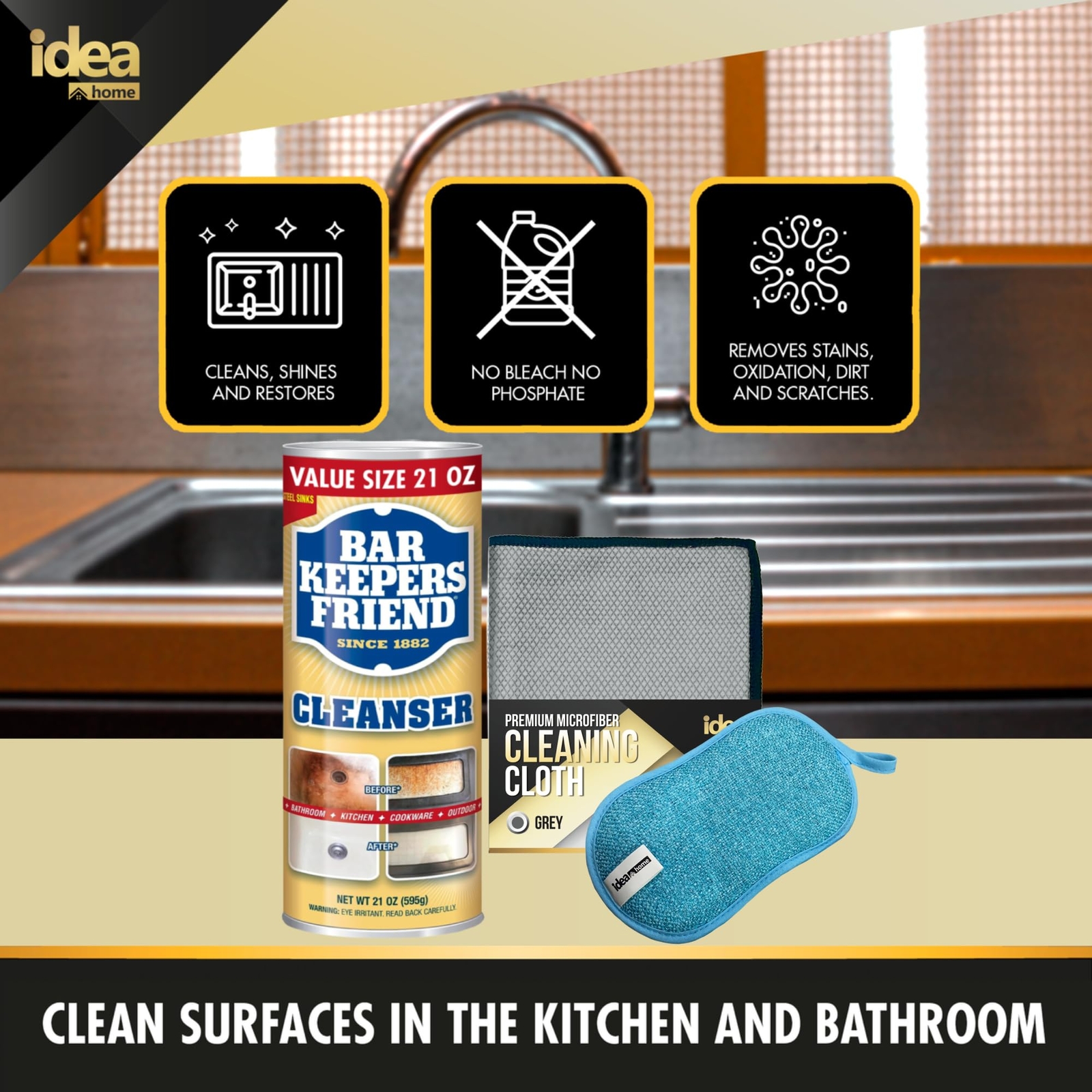 Bar Keepers Friend Cleanser and Polish Powder 21 oz (1 Pack) Multipurpose Cle…