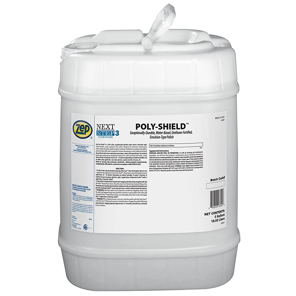 Zep Poly-Shield Floor Polish – 5 Gallon (1 Unit) 133935 – Durable, Water Based,