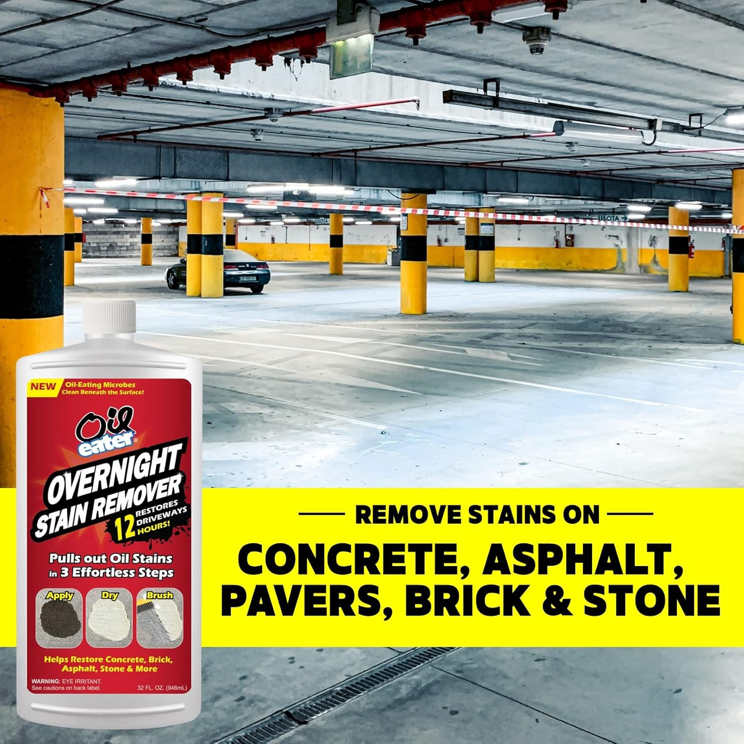 Overnight Stain Remover for Cleaning Oil Stains on Concrete, Driveway, Pavers &