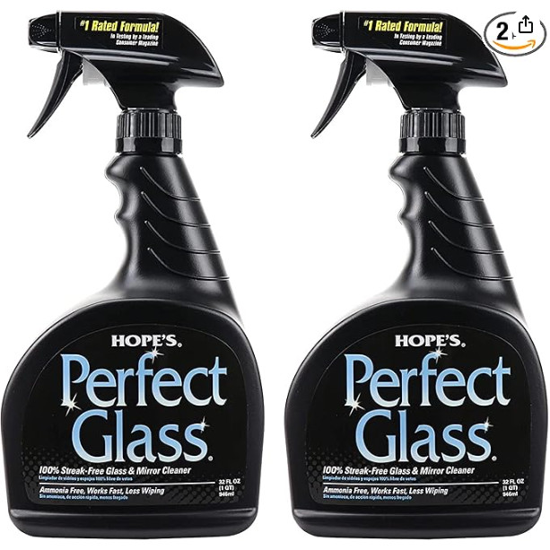 HOPE’S Perfect Glass Cleaner Spray, Streak-Free, Ammonia-Free Window, Mirror, Sc