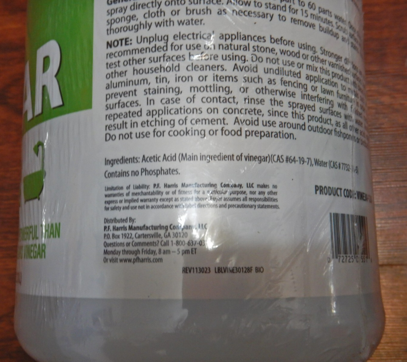(2) Harris 30% Vinegar All Purpose Cleaner Concentrate 1 Gallon Each