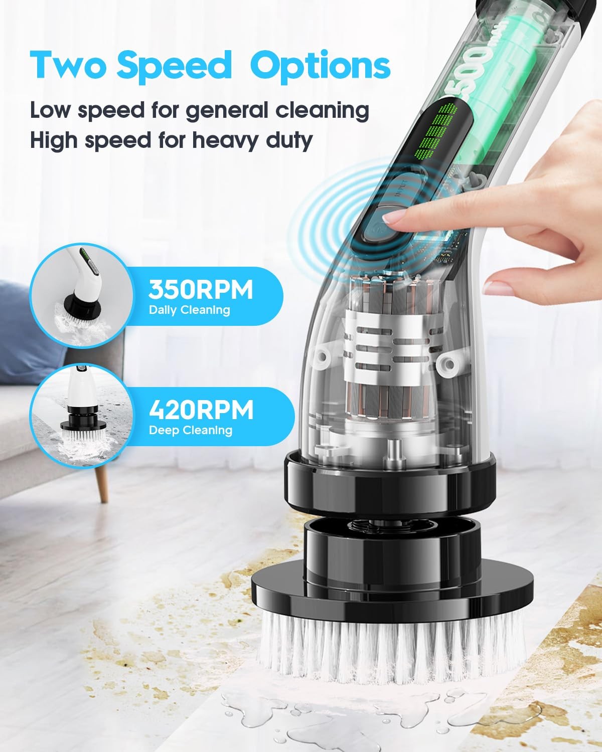 Highyes Electric Spin Scrubber for Cleaning Bathroom Cordless Power Shower