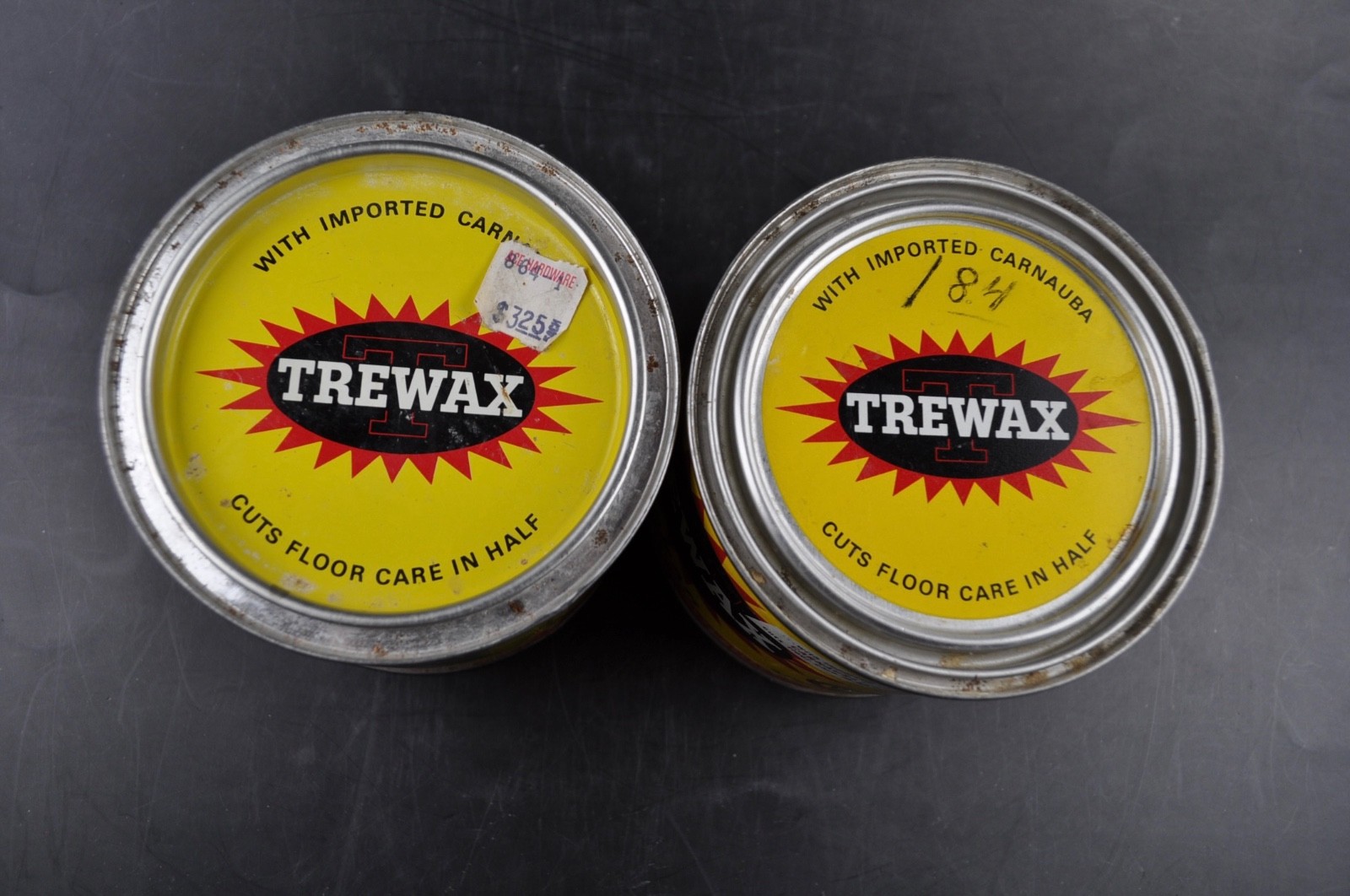 Vintage Trewax Carnauba World Hardest Wax 2 cans 1 pound 80% Full