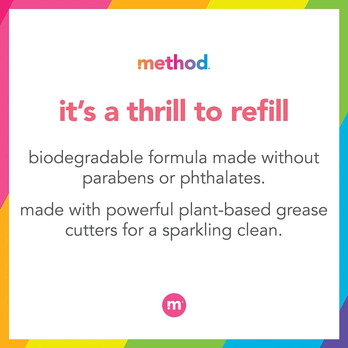 Method Gel Dish Soap Refill, Clementine Scent, Powerful Cleaning Formula, Large