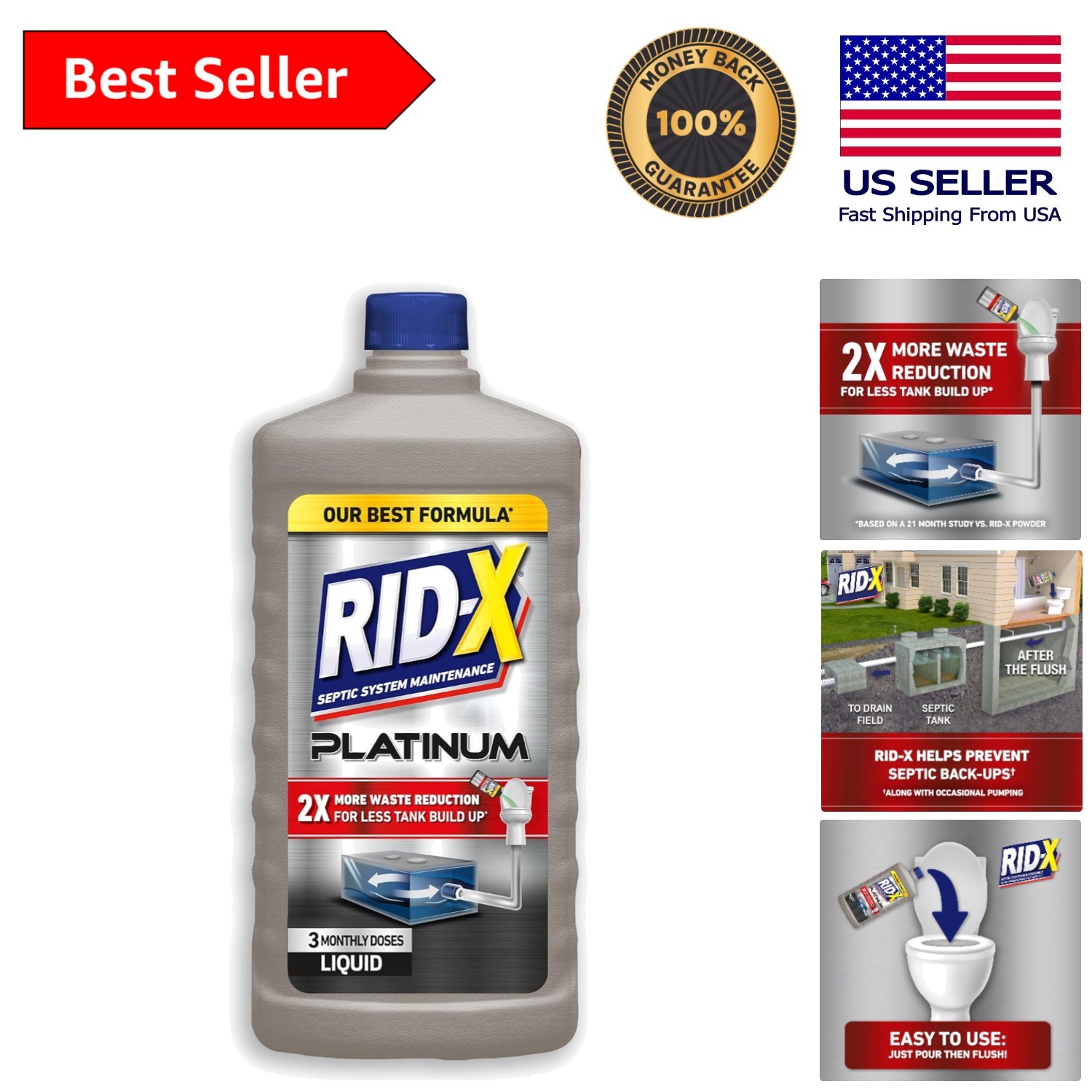 Effective 3 Supply of Platinum Septic Treatment – Unscented Liquid Formula
