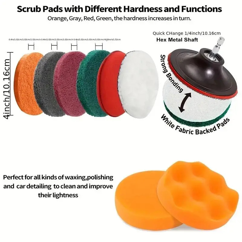 12Pcs, Drill Brush Attachment Set, Power Cleaning Scrub Brush and Scrub Sponge,