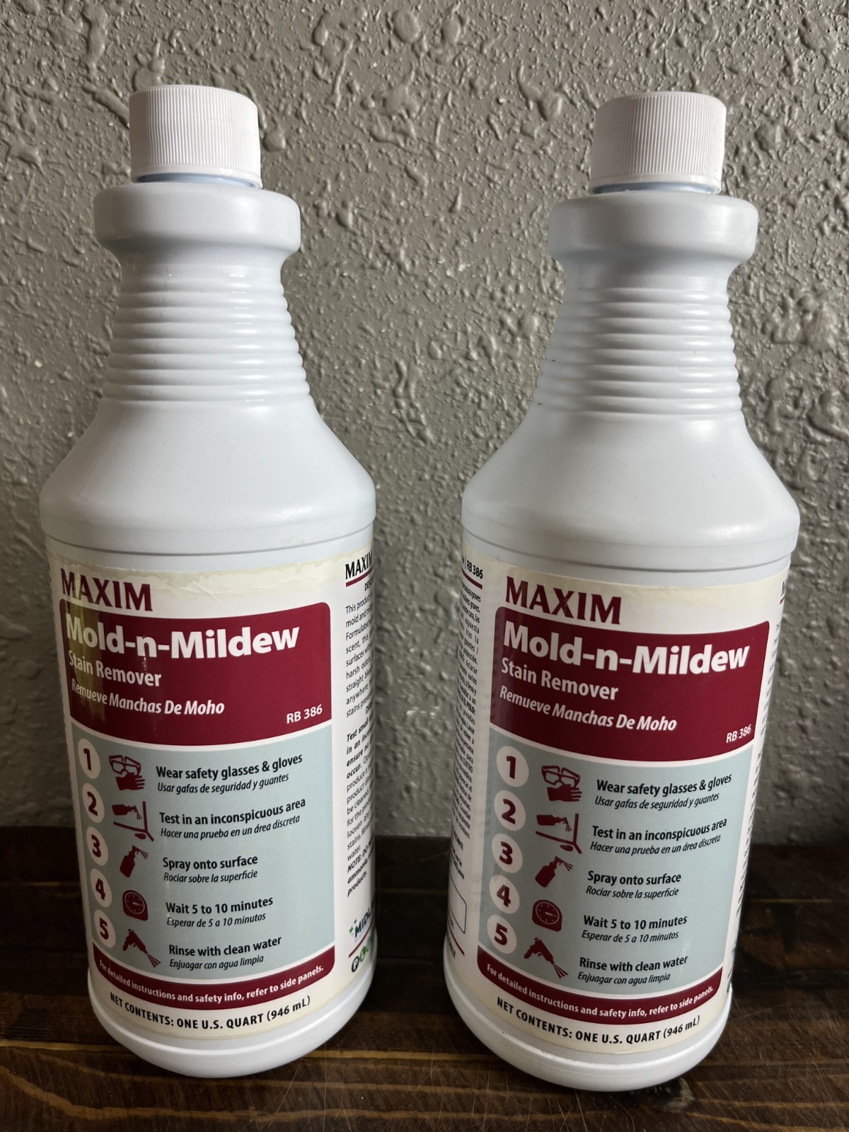 Pack of 2 Maxim Mold-n-Mildew Stain Remover RB 386 Spray Cleaner 32 oz 1 Quart