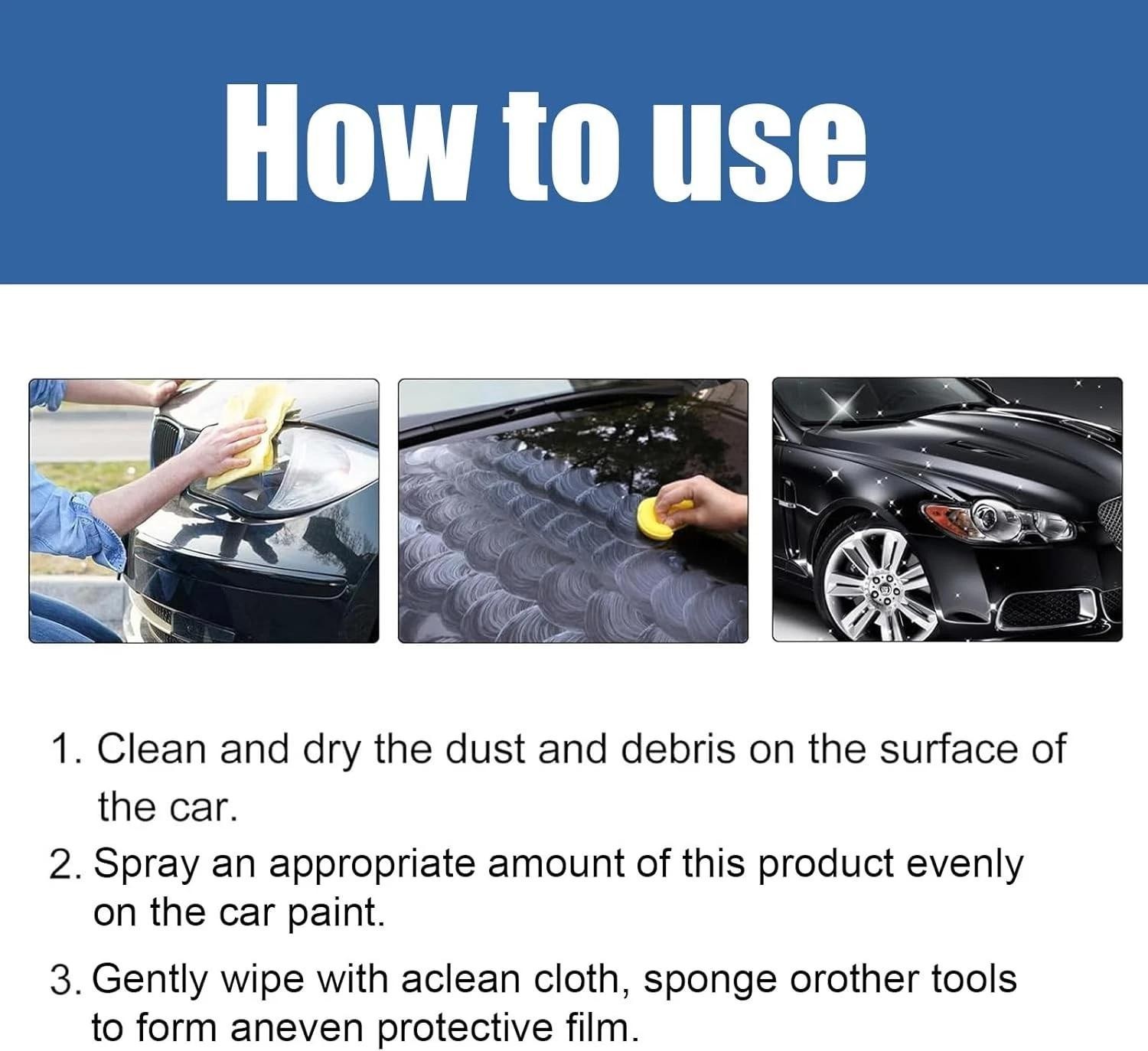 Car Coating Spray, Quick Effect, 2PCS 120ml – Fast Wax Application & Instant Shi