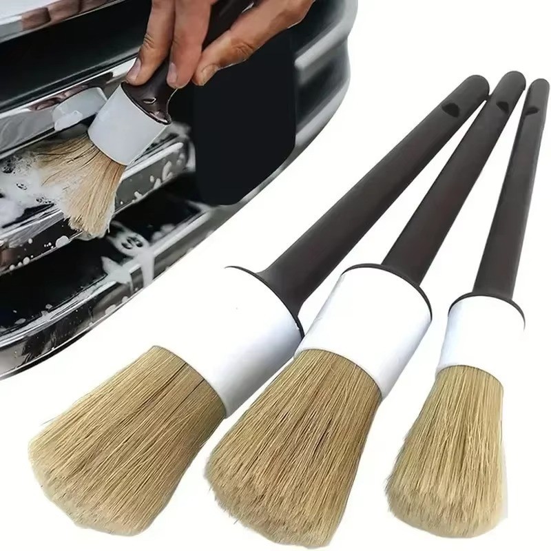 Car Detailing Brush Ultra Soft Boars Hair Set of 3- Automotive Detail Brushes…