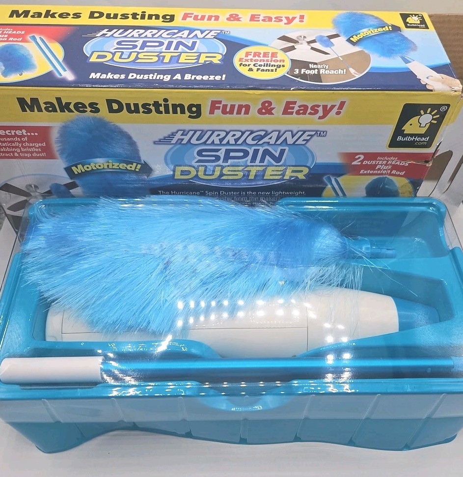 Hurricane Spin Duster Motorized Dust Wand w/3ft Extension For Ceiling Fans