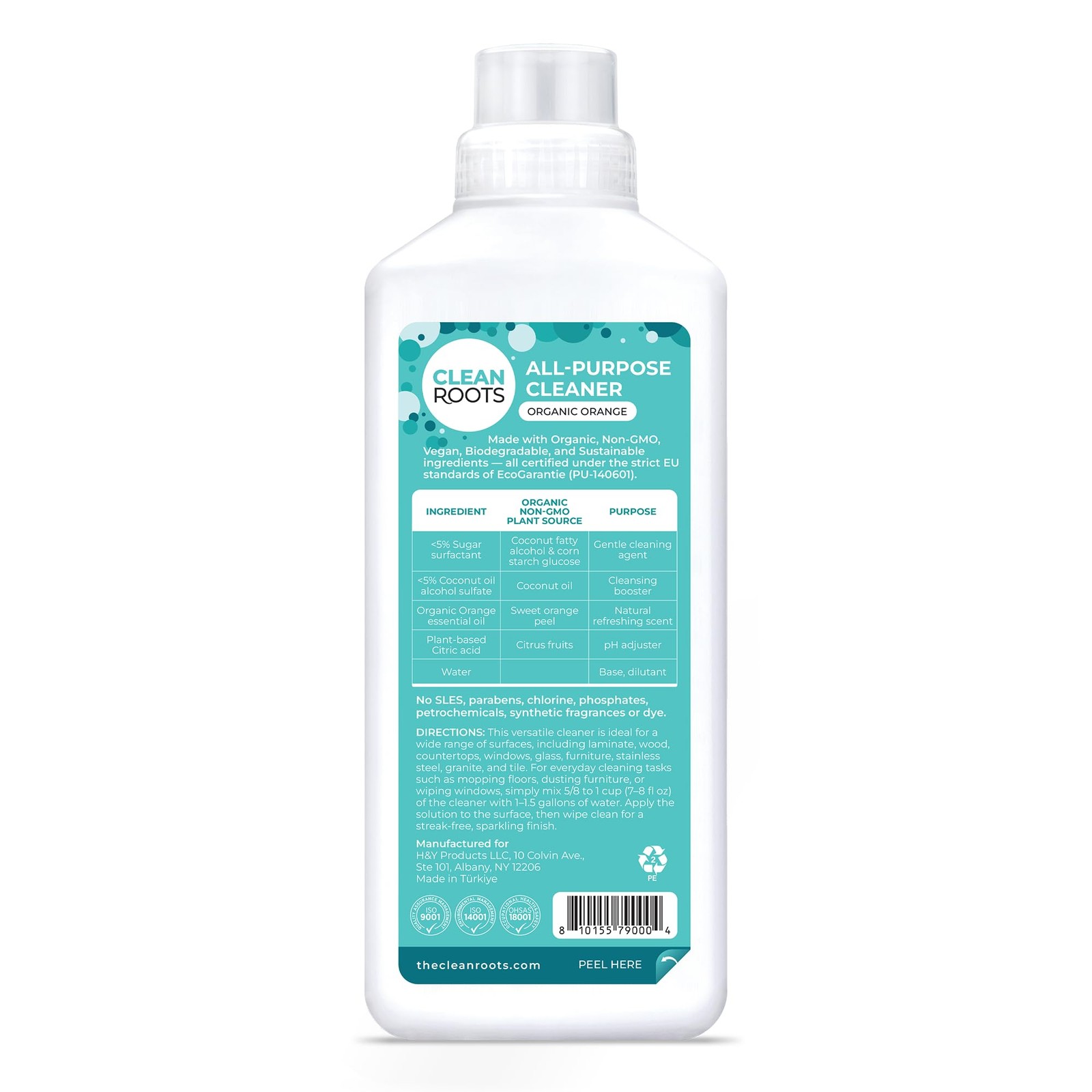 Clean Roots All-Purpose Cleaner Plant-Based Orange Scented, 33.8 Oz. (Pack of 2)