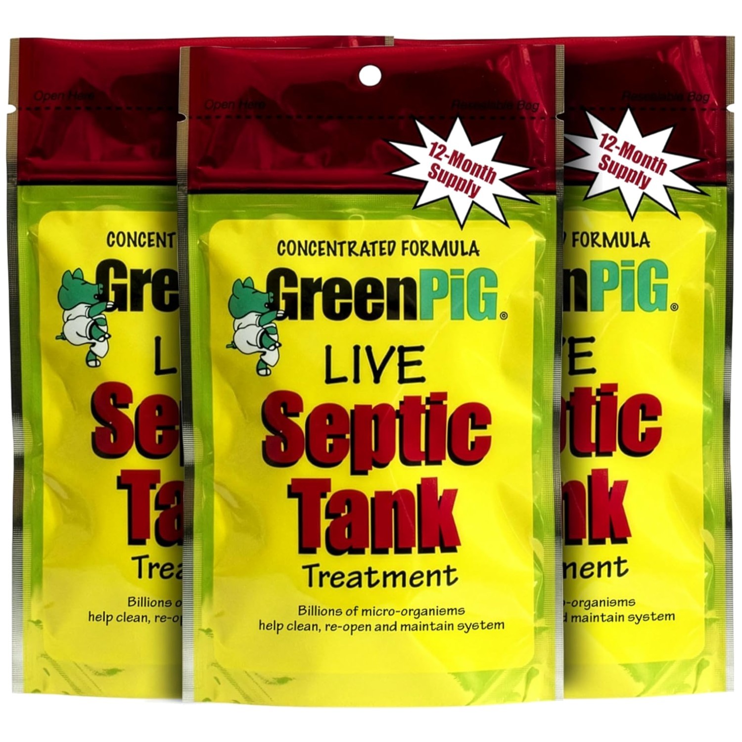 -Enzyme Septic Treatment – 12 Flush Packets, Odor Control