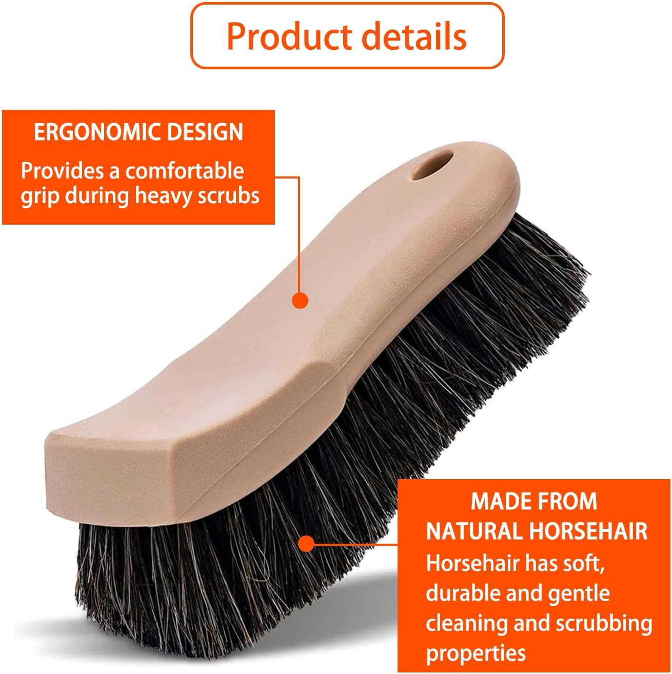 1 PC Car Interior Cleaning Brush, Car Wash Tools, Long Bristle Horse Hair Leathe