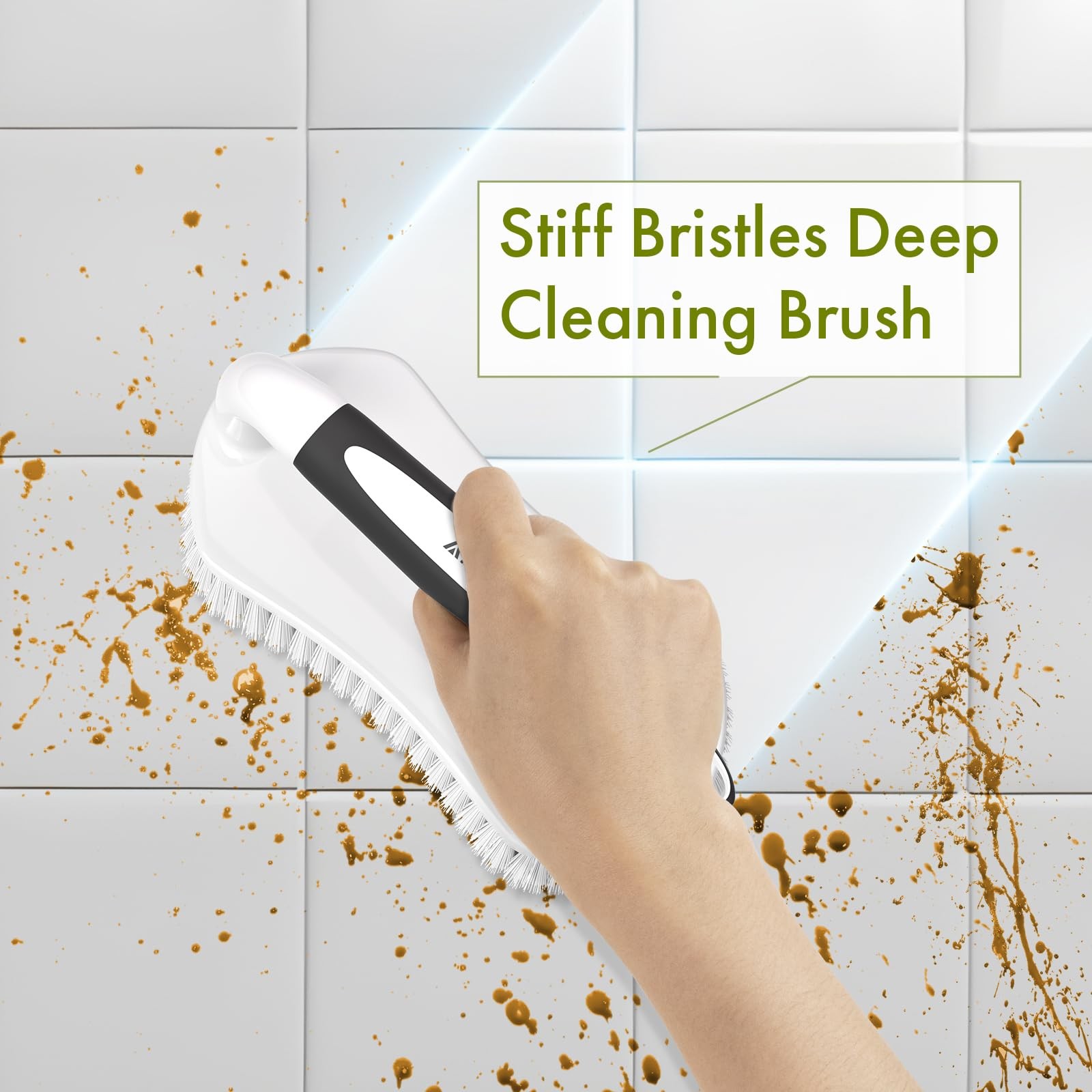 Scrub Brush for Cleaning Comfort Grip Bathtub Scrubber Stiff Bristles with Ha…