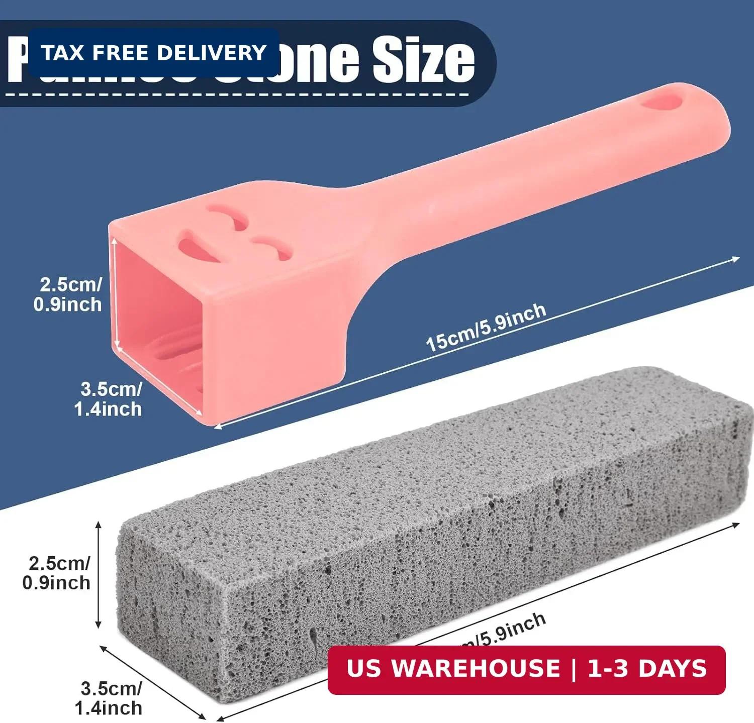 8 Pack Pumice Stone Scouring Sticks with 2 Universal Handles, Grey Pumice Stone