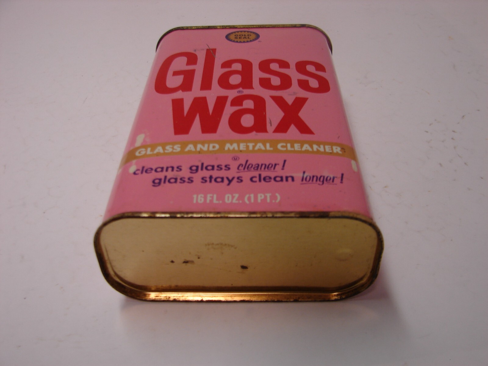 Vintage Gold Seal Glass Wax Metal Can One Pint Tin Mostly Full Metal Cleaner