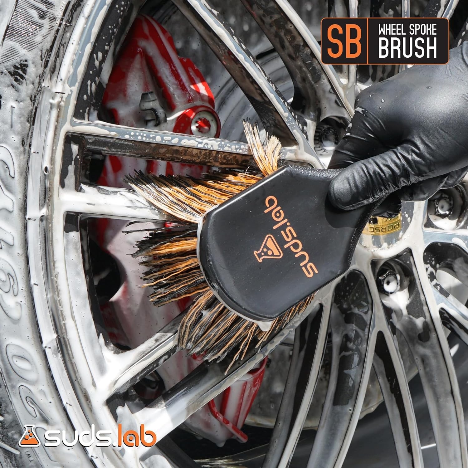 Wheel Spoke Tire Brush, Soft Bristle Wheel Clean Material Type: Plastic Handle