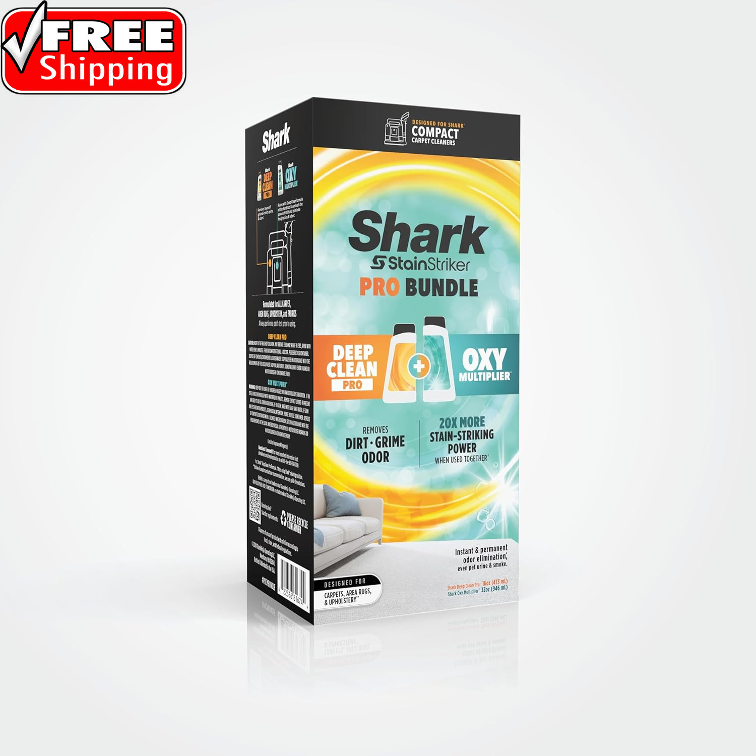 Shark Stainstriker Cleaning Solution Bundle for Portable Cleaners, Carpet and Ar