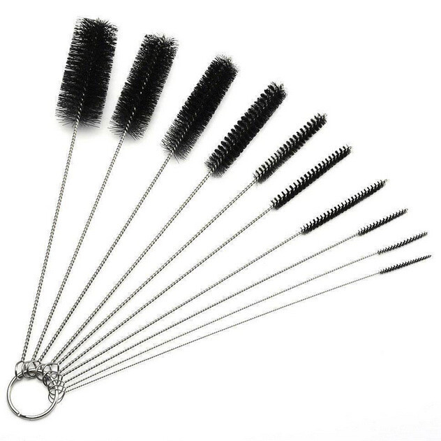 2 Set 10Pcs Nylon Straw Cleaning Brush Drinking Pipe Stainless Steel Cleaners US