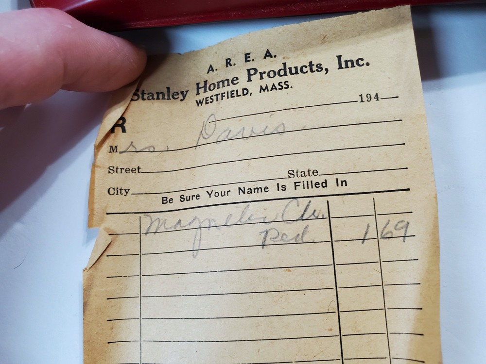 1950s STANLEY MAGNETIC CLEANER Red Black Bakelite Brush Original Box & Papers