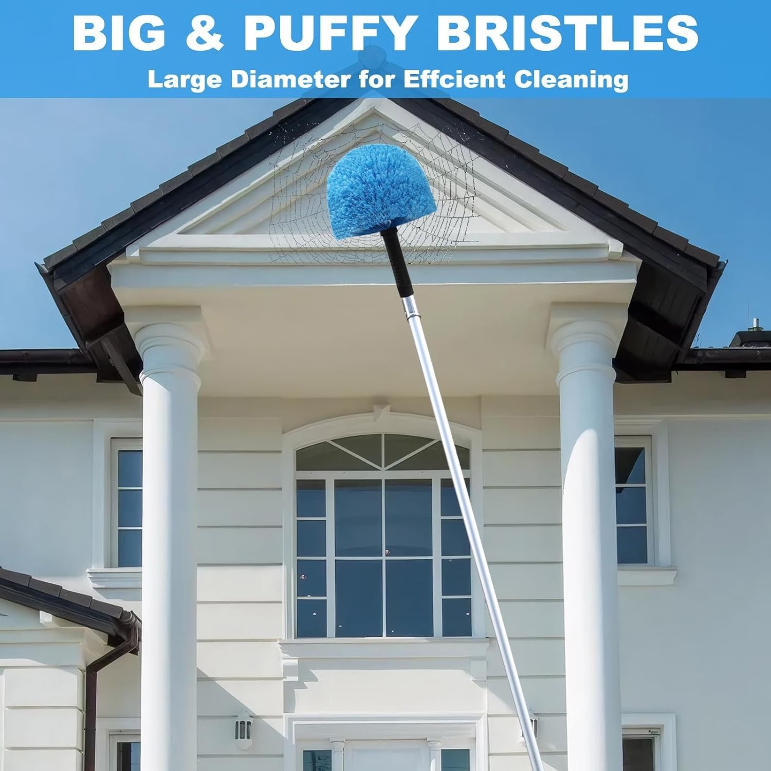 2 Pack Blue Twist-On Cobweb Duster Head Brush – Efficient Indoor & Outdoor Sp…