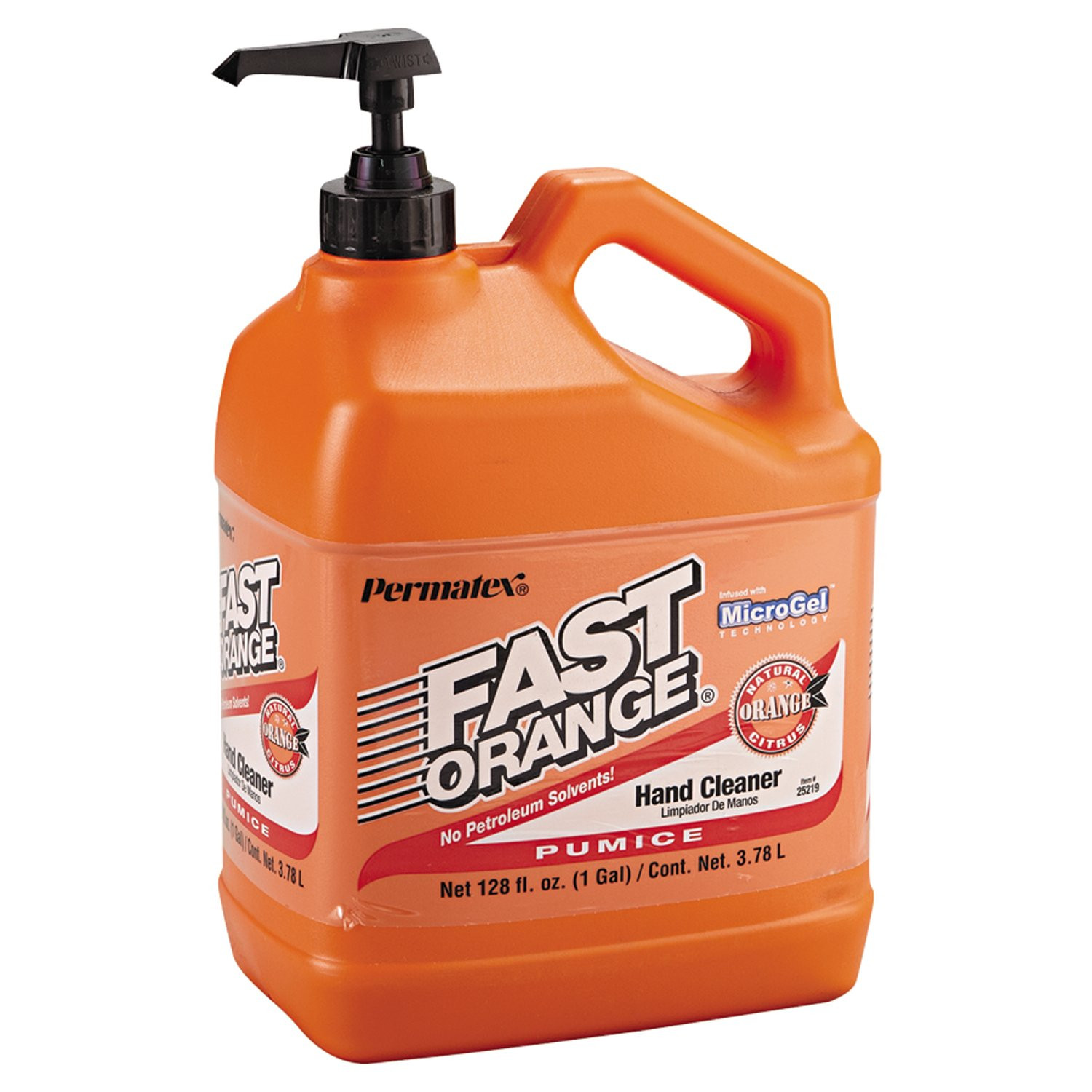 Permatex Fast Orange Pumice Hand Cleaner with Pump – Waterless, Citrus, 1 Gallon