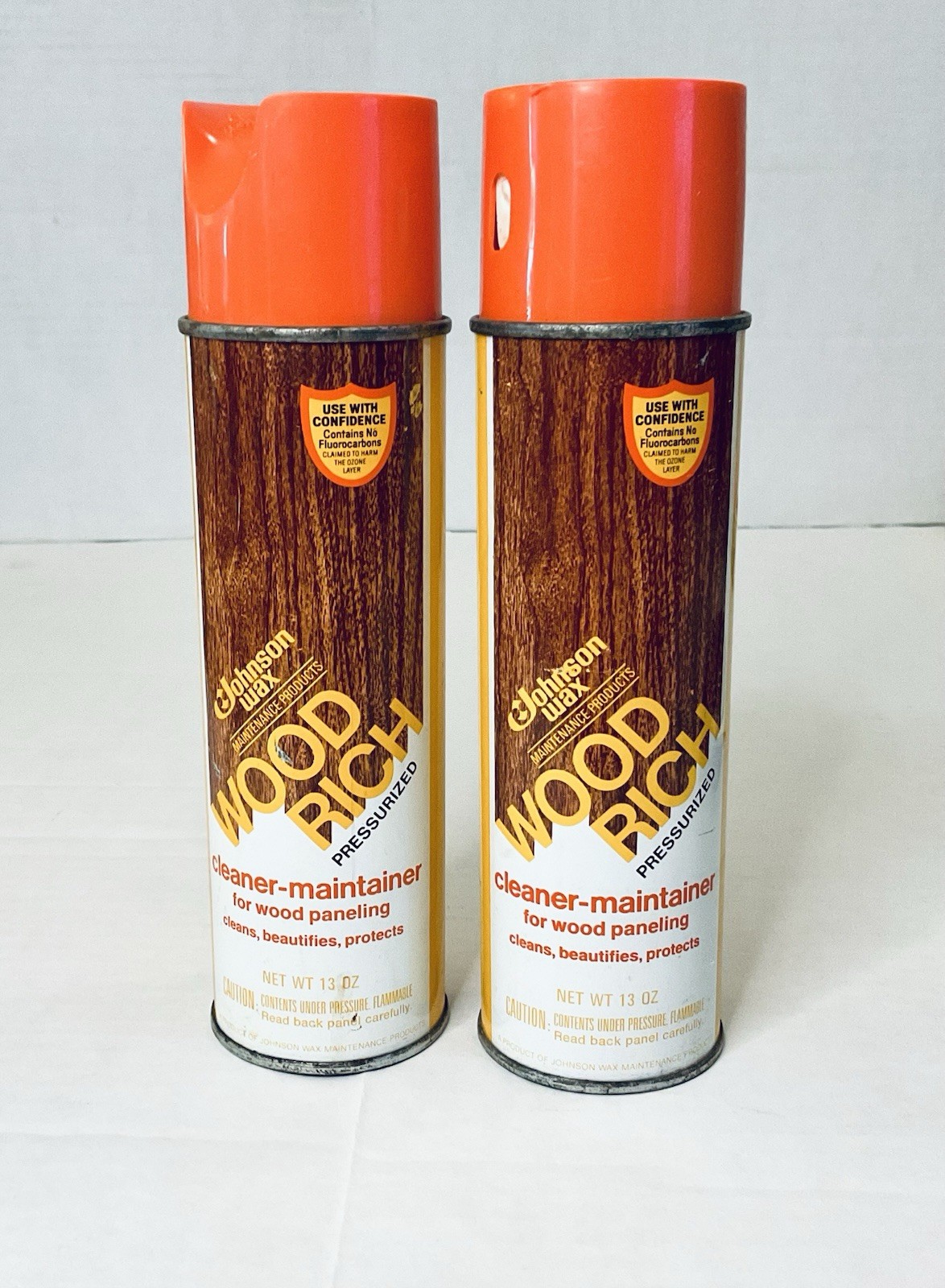 (2)JOHNSON WAX WOOD RICH PRESSURIZED CLEANER-MAINTAINER FOR WOOD PANELING 13 OZ