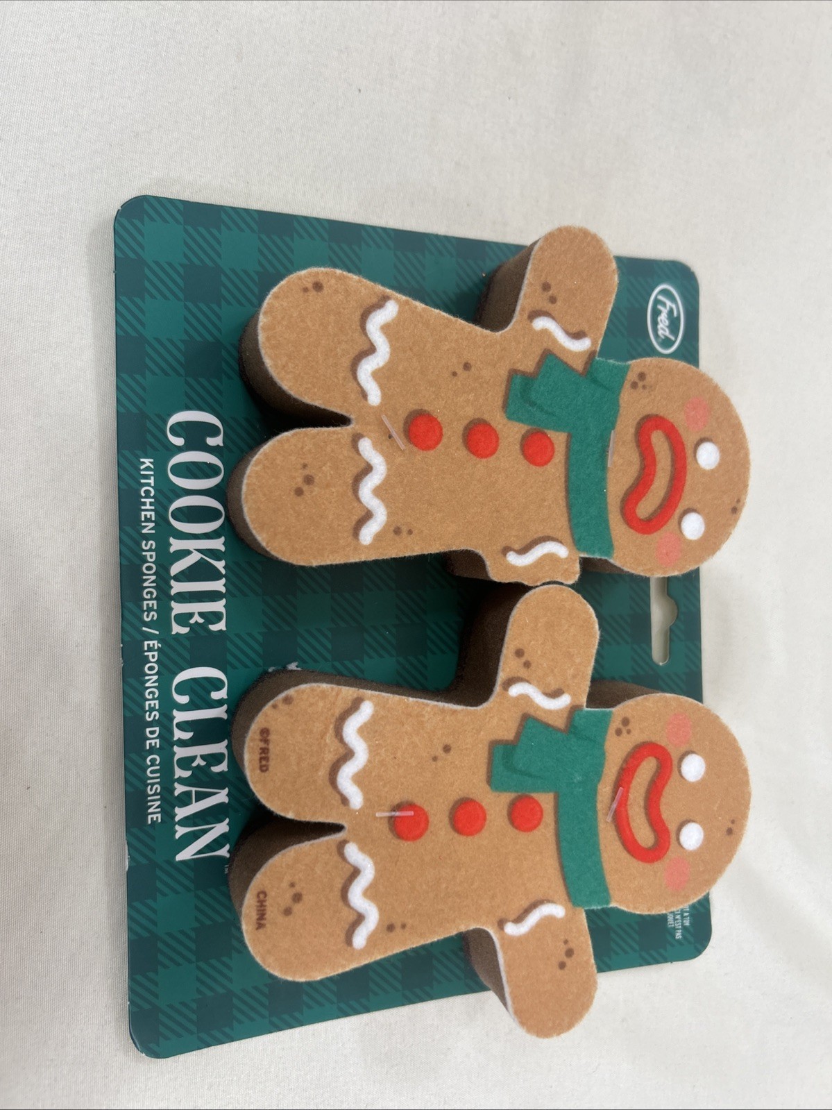 Gingerbread Boy Scrubber Sponge Sponges 2 Pack Christmas Holiday NEW