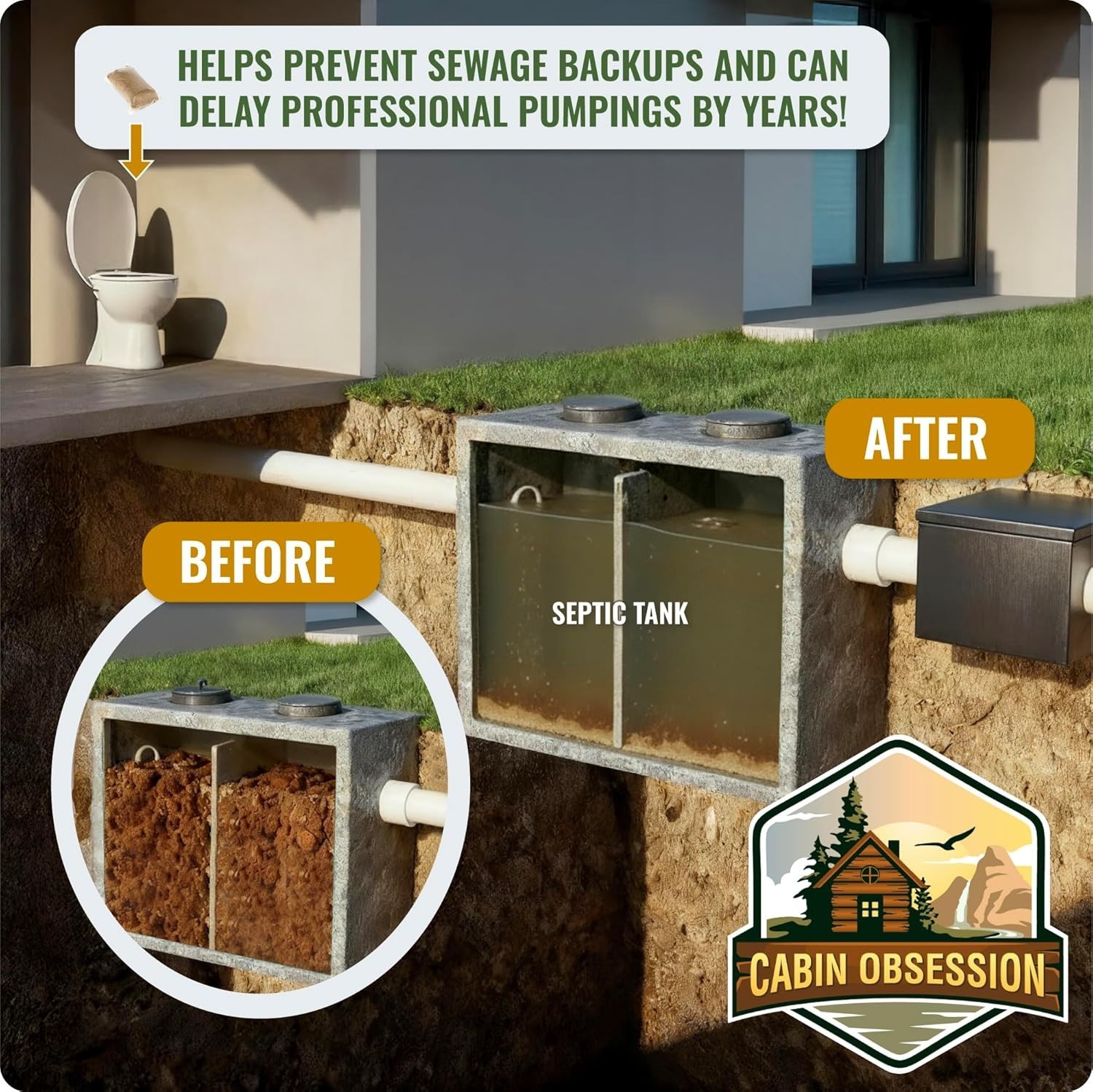 Septic Tank Treatment – 1 Year Supply of Dissolvable Easy Flush Live Bacteria