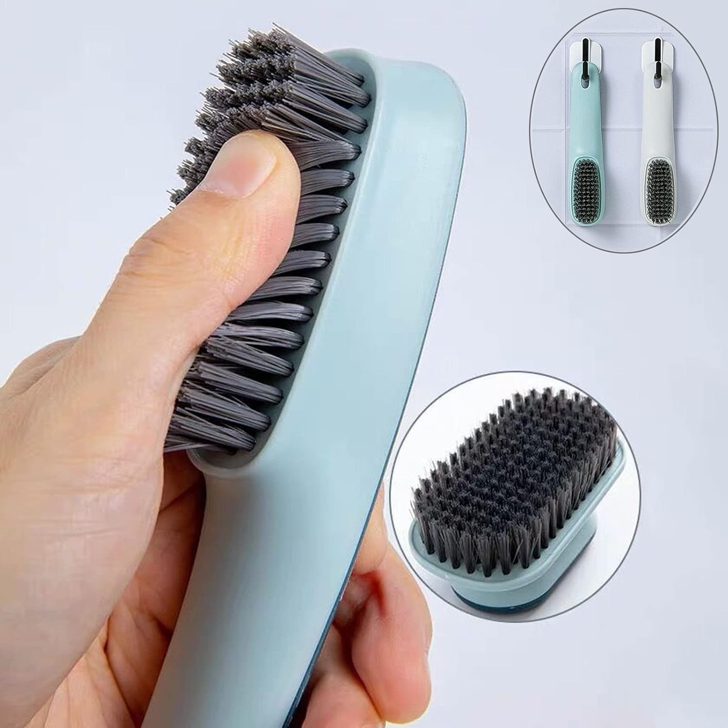 Soft Bristle Laundry Stain Remover Brush 2 Pack Blue Cleaning Brushes for