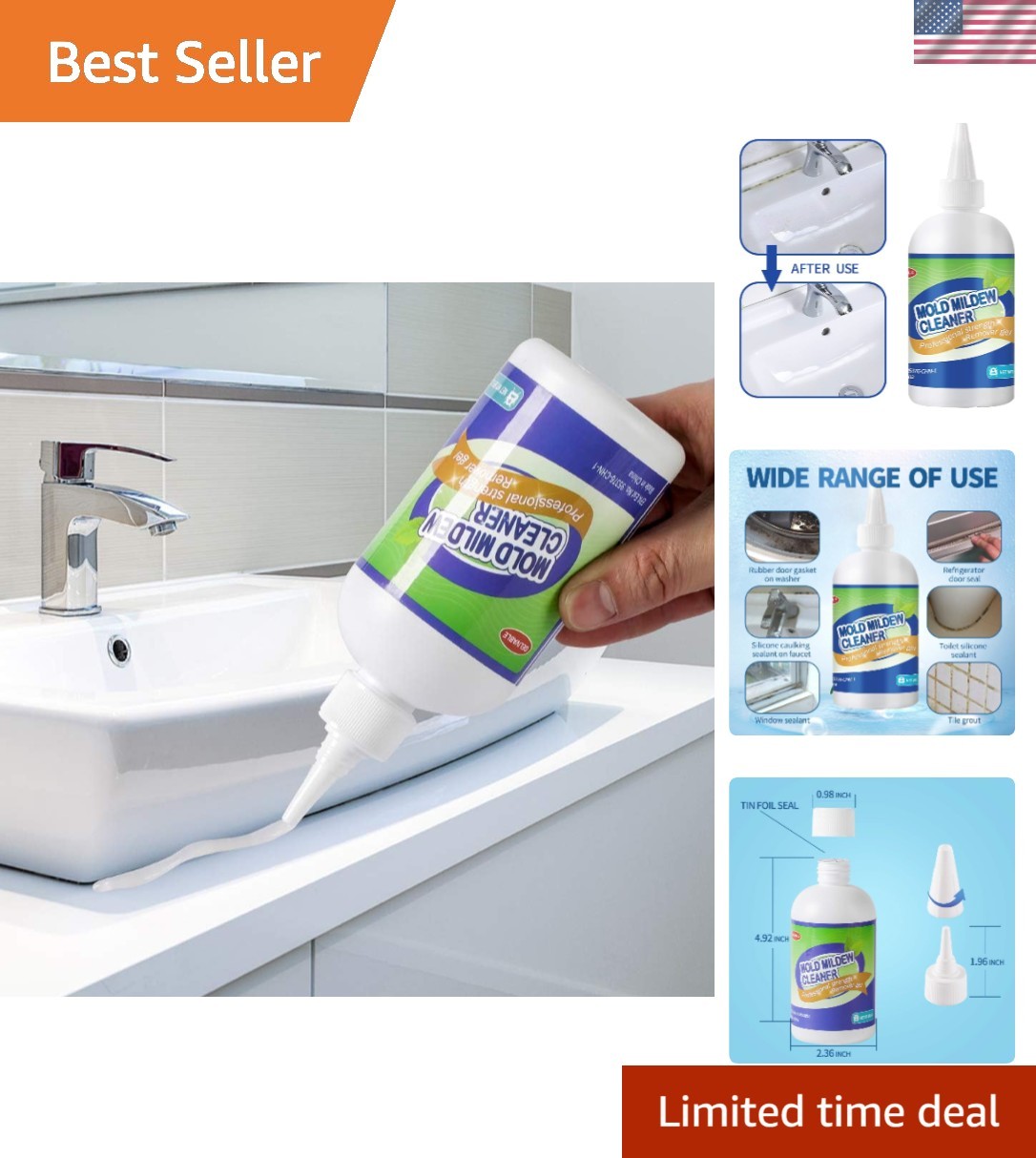 Fast-Acting Eco-Friendly Mold Cleaner Gel, 8 Fl Oz – Versatile Stain Remover