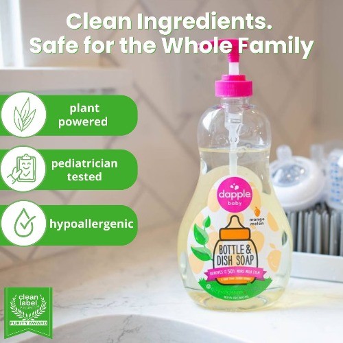 Dapple Baby Bottle & Dish Soap – Mango Melon Scent – 16.9 fl oz