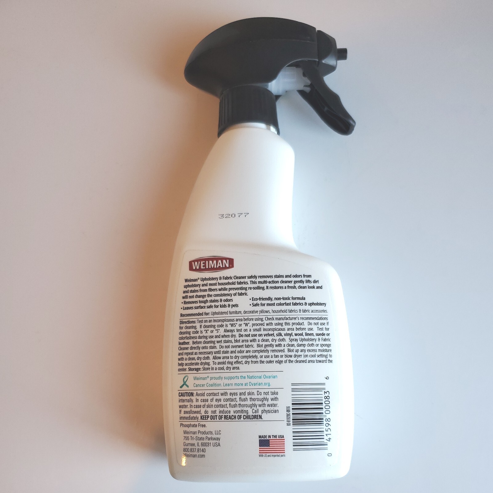 Weiman Upholstery and Fabric Cleaner Tough Stains Allergen Removal 12 oz