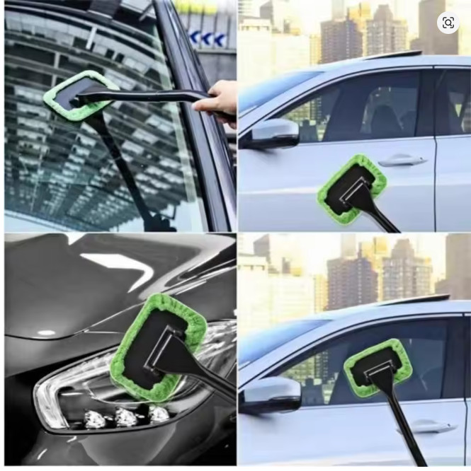Car Interior Windshield Cleaner Telescopic Window Glass Wiper Microfiber Pads